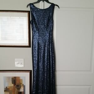 Elegant Navy Sequin Gown